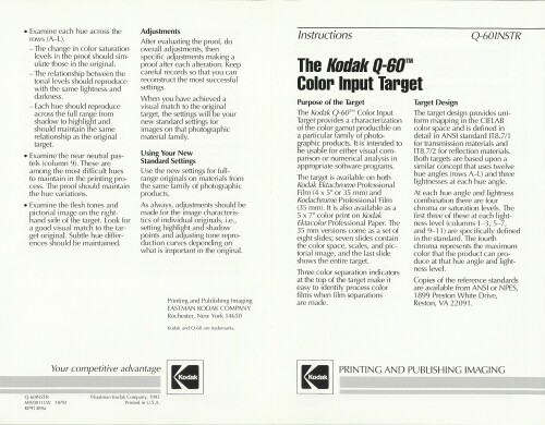 Kodak Q 60 Color Input Target A