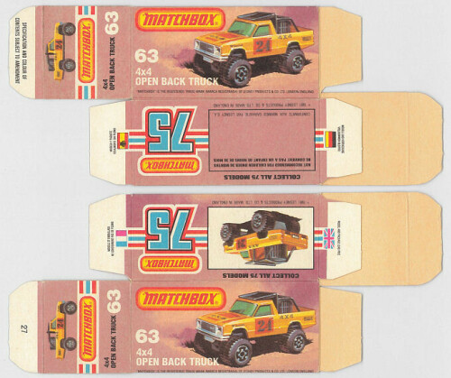 Matchbox Miniatures Generic Cardboard Box O Type 4x4 Open Back Truck Collectible Packaging 31dc7022 