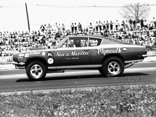 1968 Plymouth Barracuda Sox & Martin Drag Car sv BW (DaimlerChrysler Historical Collection)