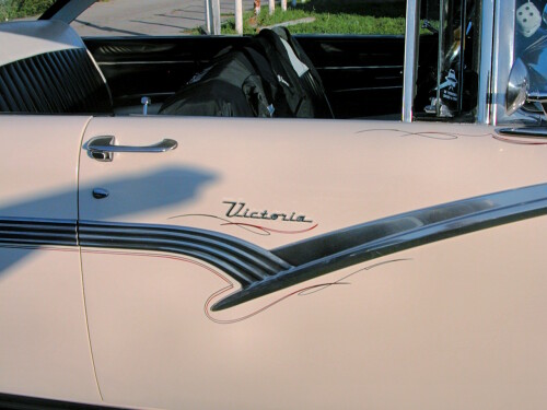 1956 Ford Fairlane Victoria 2 Door Hardtop Thunderbird Powered Door Badge Beige (2005 Dream Cruise) 