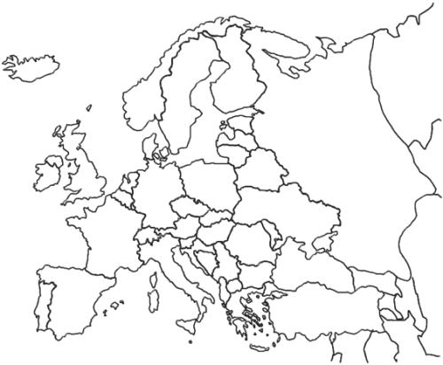 slepá mapa státy Evropy