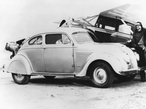 1934 DeSoto Airflow 2 Door with Airplane fvr BW (DaimlerChrysler Historical Collection)