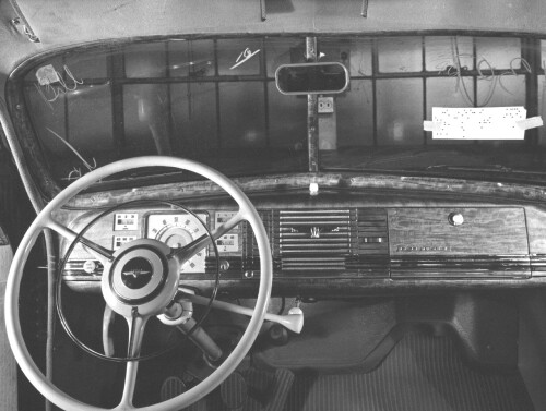 1939 Dodge Hayes Coupe Instrument Panel BW (DaimlerChrysler Historical Collection)