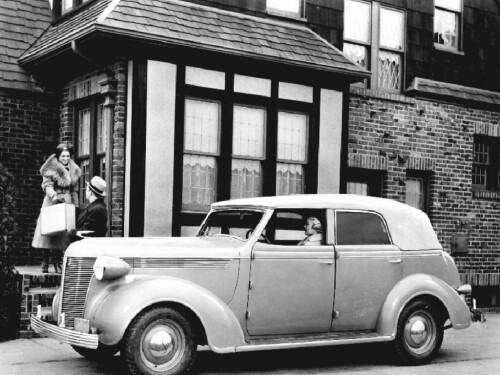 1937 DeSoto Six S 3 4 Door Convertible Sedan fsv BW (DaimlerChrysler Historical Collection)