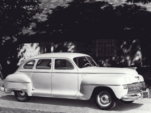 1942 DeSoto 4 Door Sedan w Hidden Headlights fvr BW (DaimlerChrysler Historical Collection)