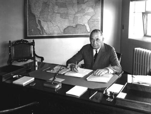 Walter P. Chrysler In His Office Circa 1930's BW (DaimlerChrysler Historical Collection)