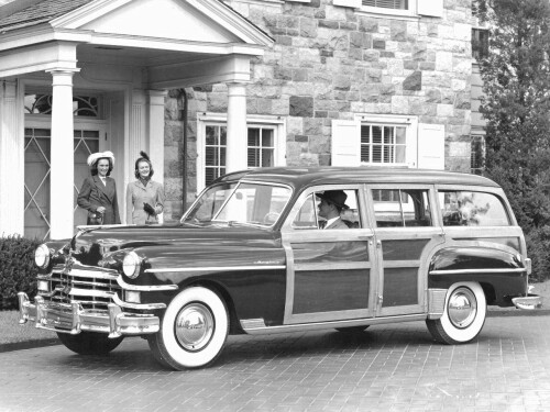 1950 Chrysler Royal Woody Station Wagon fvl BW (DaimlerChrysler Historical Collection)